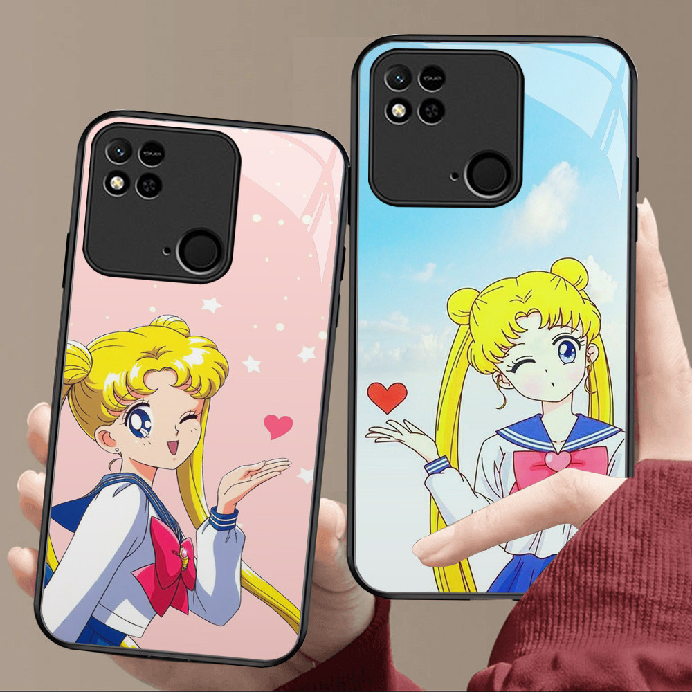 Kaca Mewah Casing untuk Xiaomi Poco C3 C31 Redmi 10C 10A 9C Case T-29 Sailor Moon