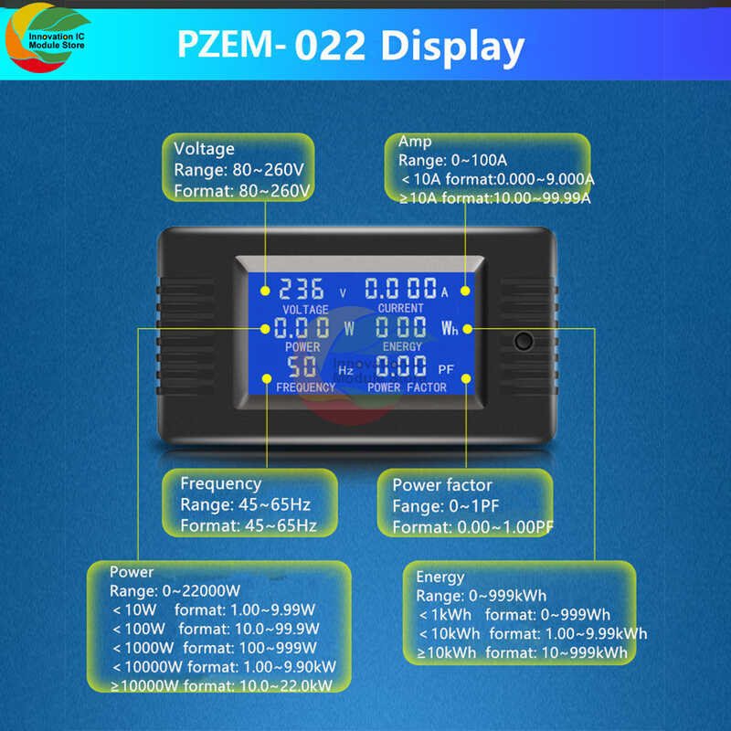 5A/PZEM-020 10A/PZEM-022 PZEM-018 100A AC dan DC meter Tenaga kapasitas arus tenaga