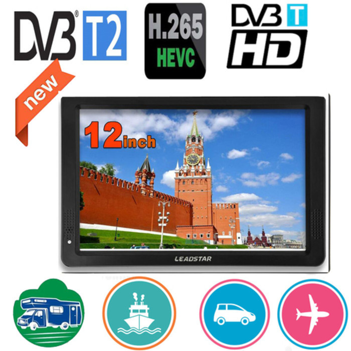 LEADSTAR D12 12 Inch Portable Mini Mobile TV DVBT2/H265/Hevc 1280*800 TF Kartu Untuk Rumah/Mobil Den