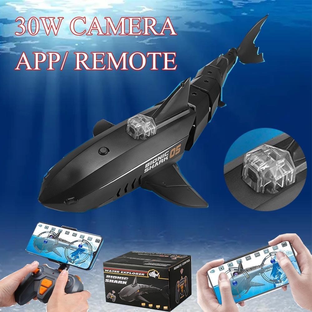 

Kamera kapal Hiu Elektrik Submarin dengan kamera remote kontrol 30W HD RC Animal Pool Mainan Anak-anak perahu