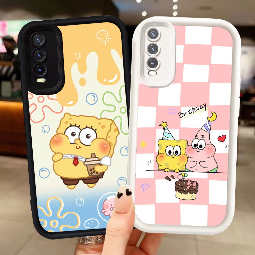 Z-44 SpongeBob Putih Hitam Casing untuk VIVO Y20 Y12s Y20s Y11s Y20i S1 Pro Case