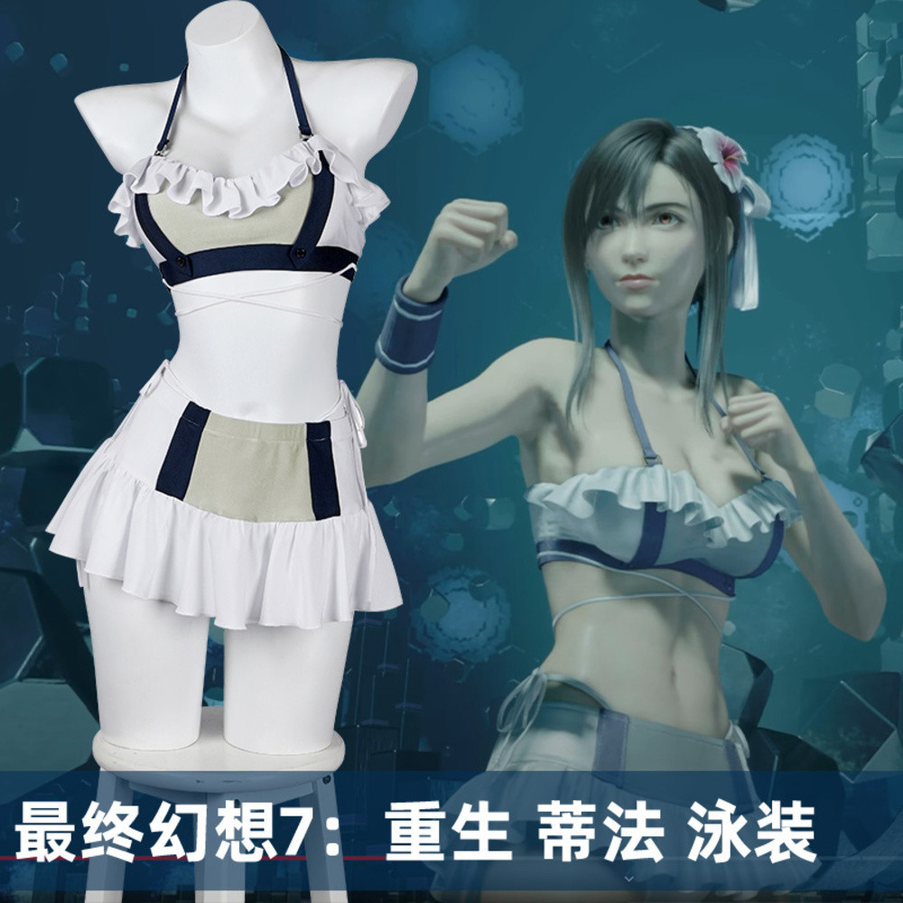 Nado FF7 Final Fantasy 7 Kelahiran kembali Tiffany Lockhart Swimsuit Kostum Cosplay 5394