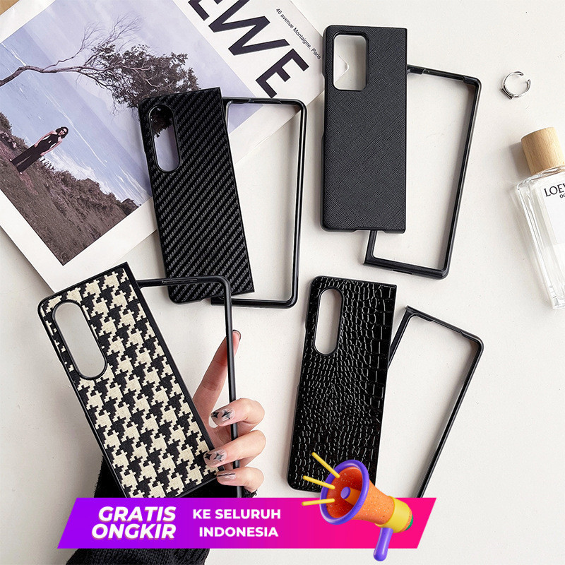 Case HP  Sesuai untuk Samsung ZFold4/2/3 kasus layar lipat kiri dan kanan, ribuan pola krokodil grid