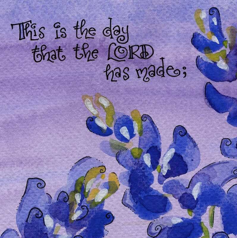 

Watercolor A.B.C.D.E. Bluebonnets with This is the Day Bible Verse (5x7 Inches)