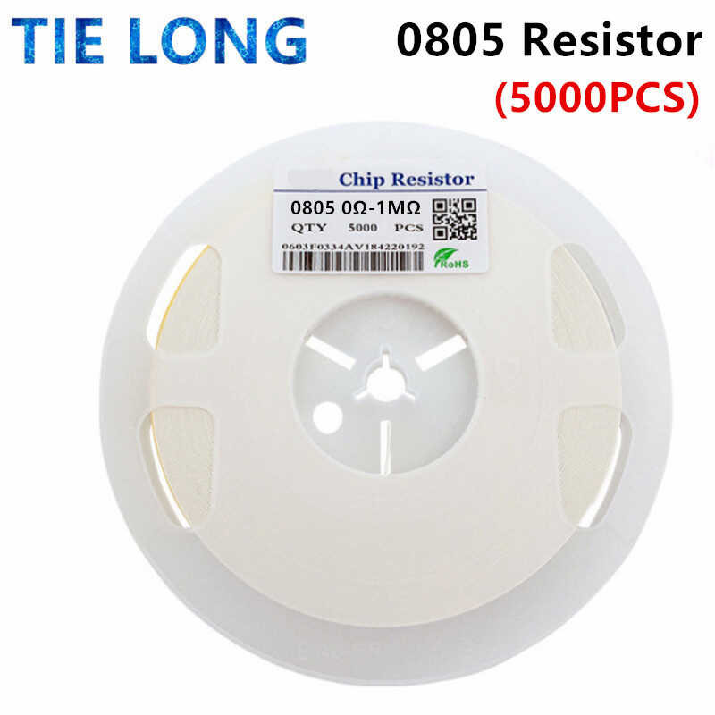 SMD 5000Pcs 0805 1/4W 0R ~ 10M chip resistor 10R 100R 220R 330R 0R 1K 4.7K 10K K 100K 0 10 100