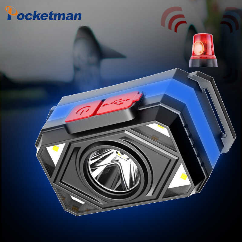 Lampu depan LED kuat TIP-C yang dapat dimuatkan kembali COB Head Torch Lamp Air Bukti 7-Mode Ou