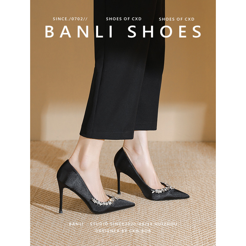 Banli tinggi wanita dengan tumit tipis diamond gaya perancis celebrity sepatu tunggal premium 2025 s