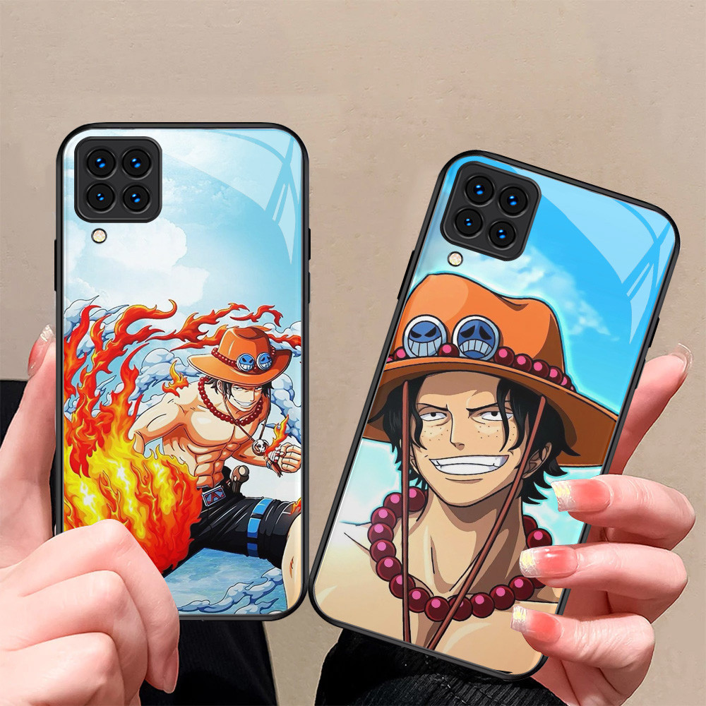 Kaca Mewah Casing untuk Samsung Galaxy A22 M32 M12 A12 5G Case T-40 One Piece Ace
