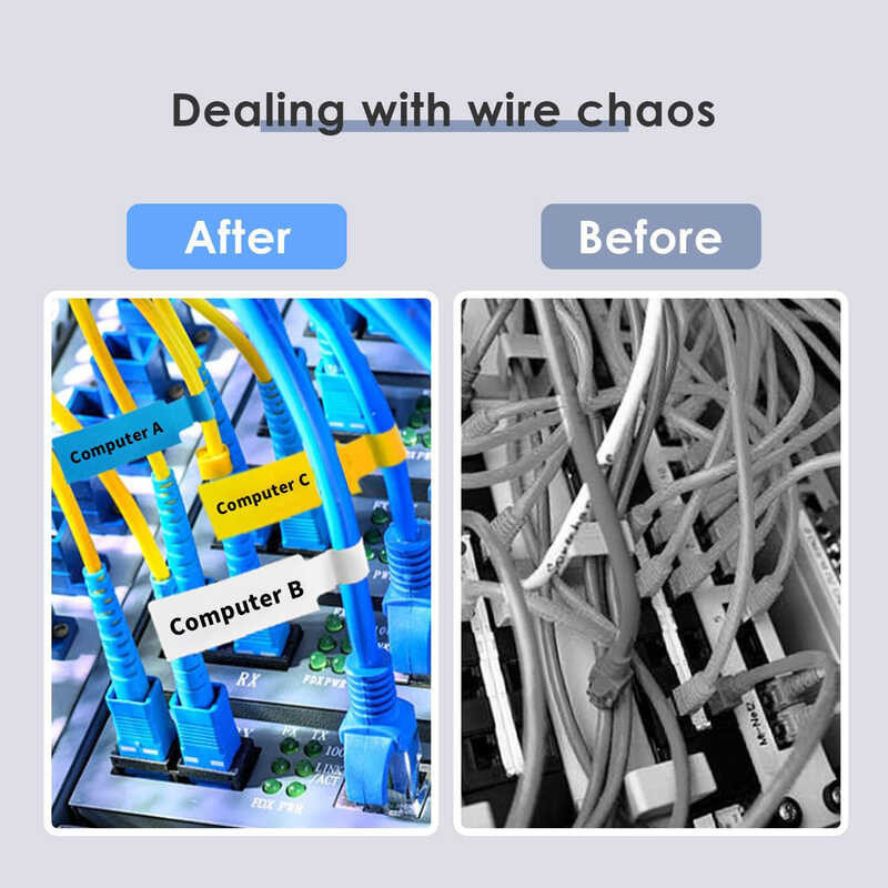 

240 Pcs Label Tags Cable Management Colorful Waterproof Cord for Wire Labels Self Adhesive Tear