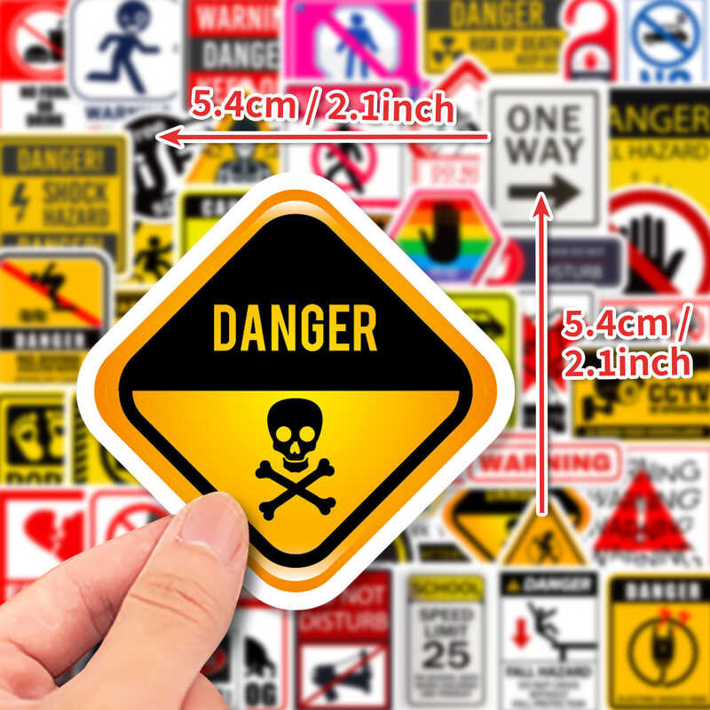 

￥ Warning Signs [50Pcs] Melarangi Arahan Perhatian Stickers For Helmet Water Bottle Laptop Phone