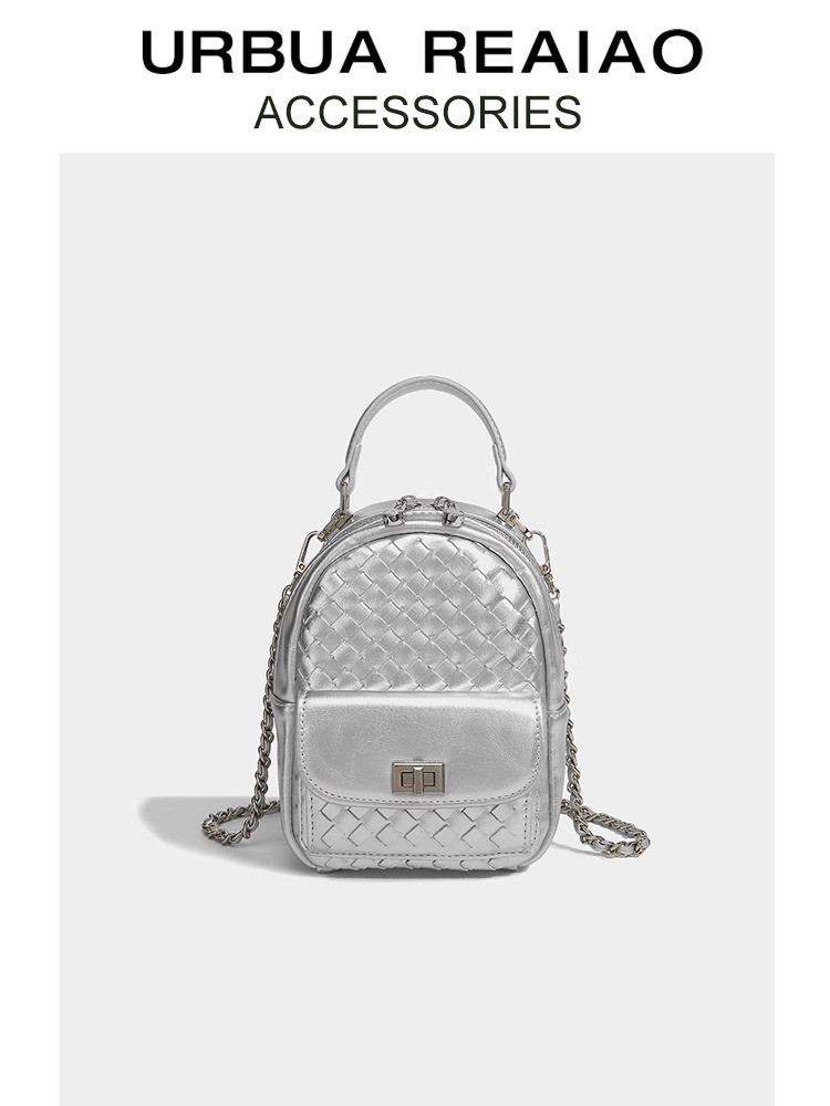 Perjalanan kulit nyata tenunan rantai wanita tas bahu premium