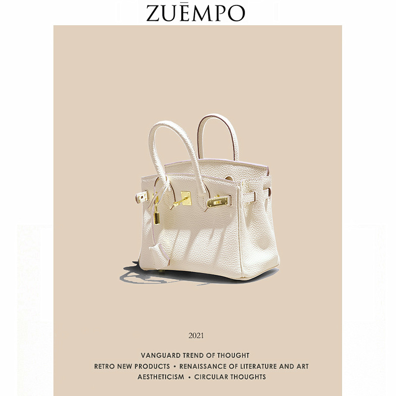 putih sapi lapisan pertama. Tas kulit asli untuk wanita.