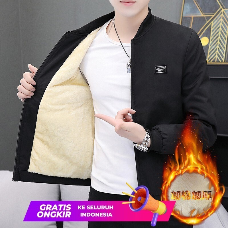 Jaket Pria  Jaket semi musim gugur, trendy slim fit, jersey bisbol tipis, pemuda berdiri collar, cas
