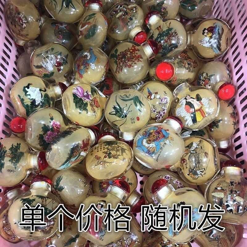 

Multiple 1 randomly distributed glass painted snuff bottles, single randomly distributed bottle