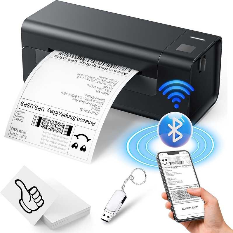 

ZRHI 1 Thermal-Label-Printer-Shipping Label Small Business 4x6 Bluetooth Thermal 300mm/s Compat