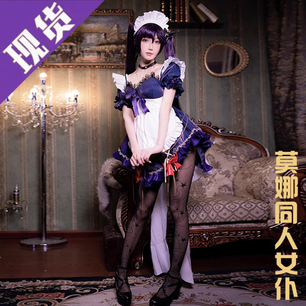 MuT Miyuta Genshin Impact Cosplay Mona cos pembantu pakaian kaki seksi gaun wanita Halloween