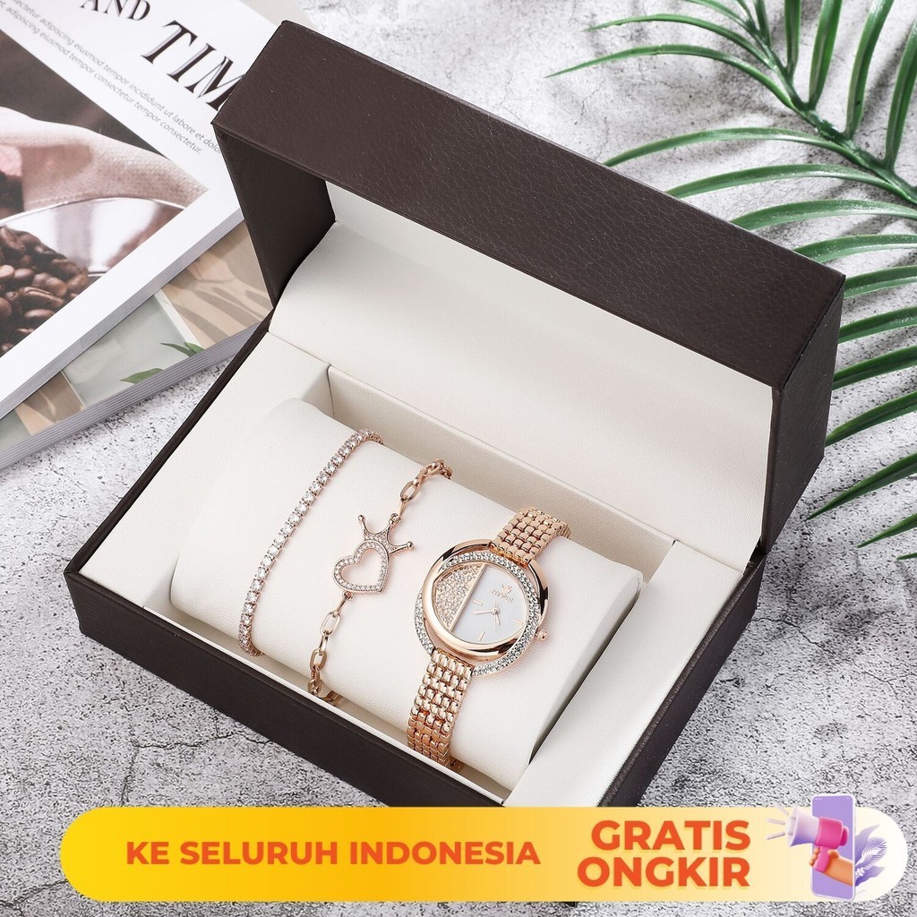 Jam Tangan Wanita  ZONMFEI brand wanita's watch dengan emas asli electroplated titanium steel bracel