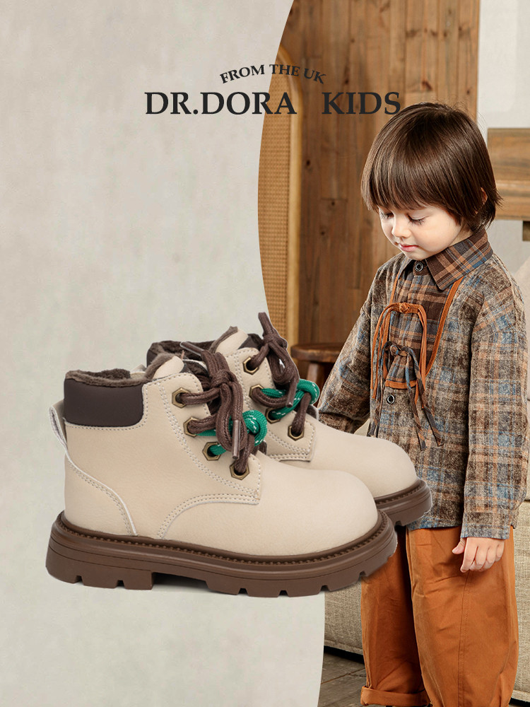 DR.DORA Dr. Dora gugur musim dingin anak-anak Martin anak perempuan plush menebal sepatu bot pendek 