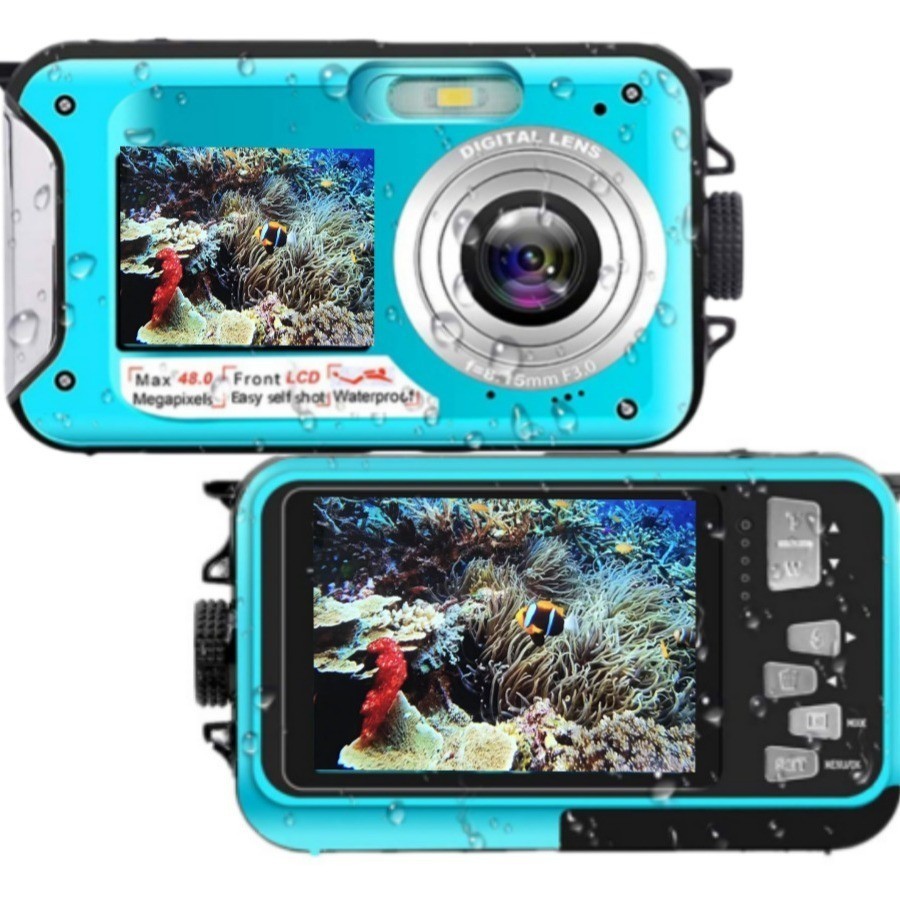 

2.7K versi Inggris tunggal eksternal kamera bawah air penuh HD 48MP snorkeling dual layar waterproof digital camera