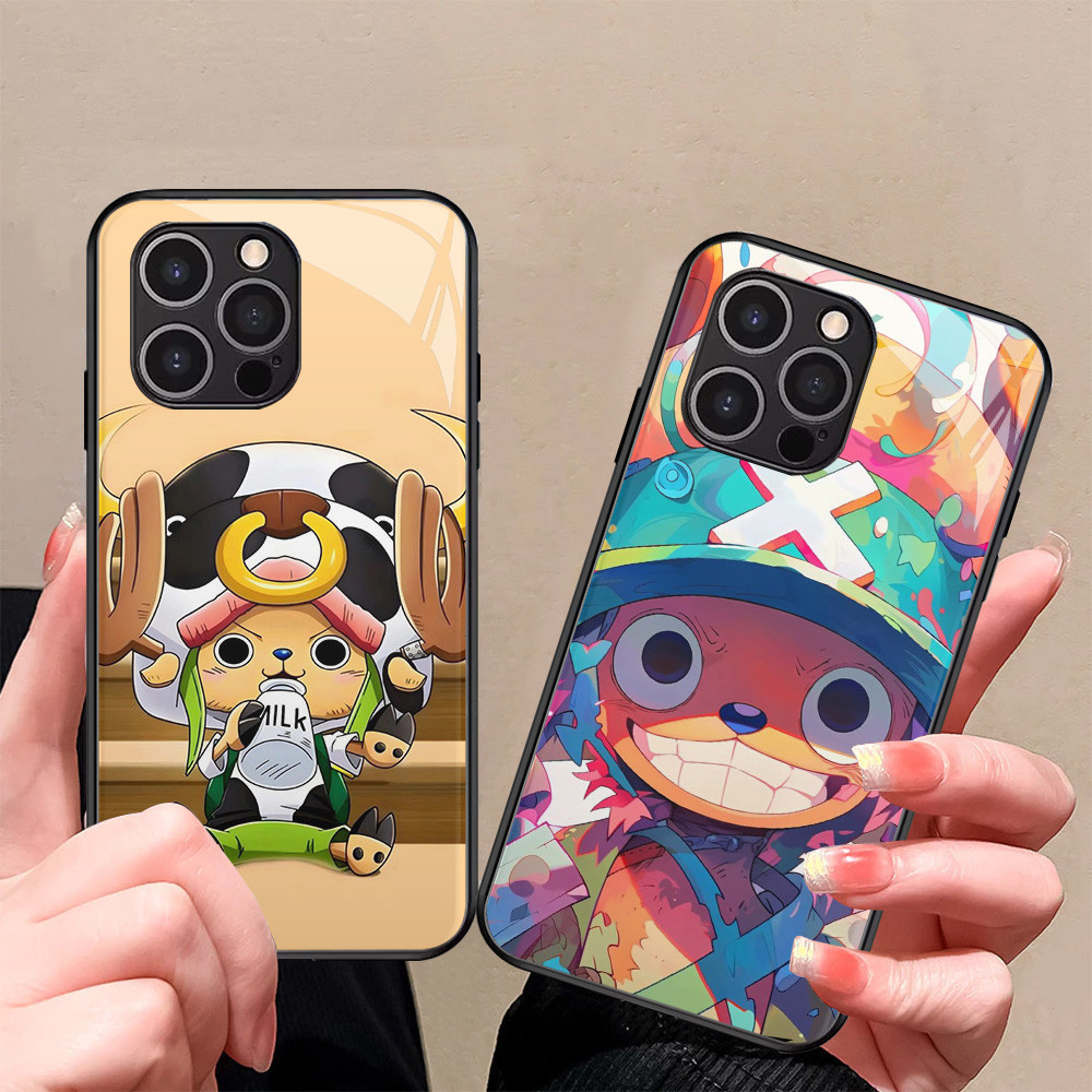 Kaca Mewah Casing untuk iPhone 7 13 Mini 8 Pro Max Plus SE 2020 2022 Case T-33 One Piece Chopper