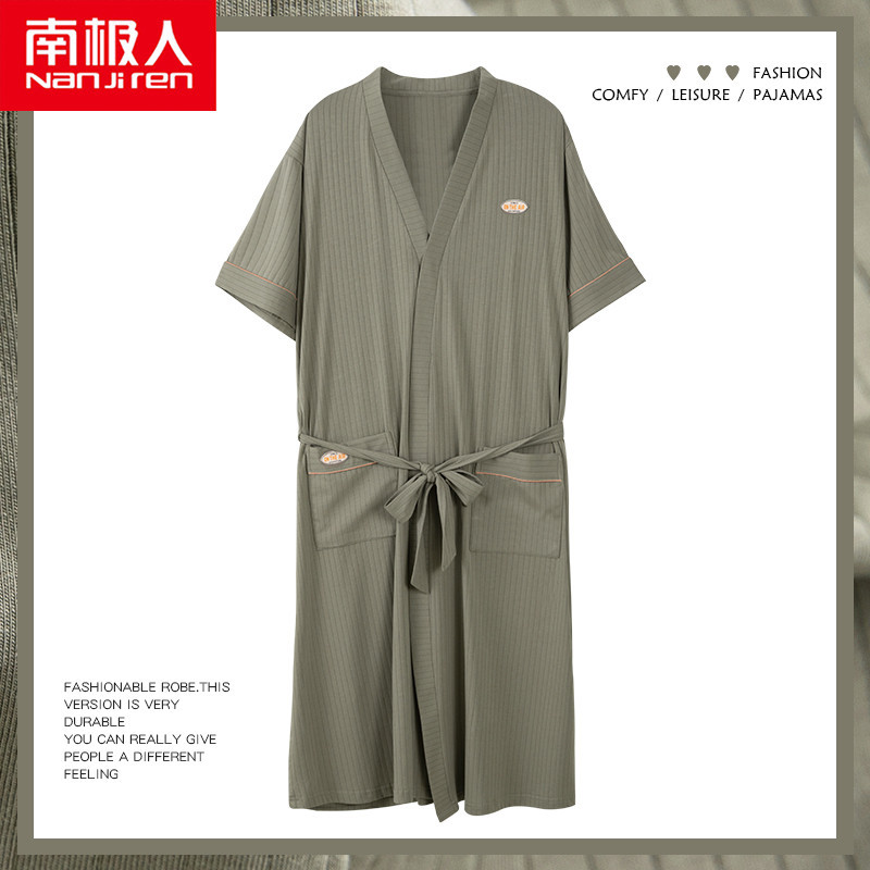 kimono tidur  Piyama Antarktis pria modal pendek lengan tengah kimono Jepang tambah ukuran baju mand