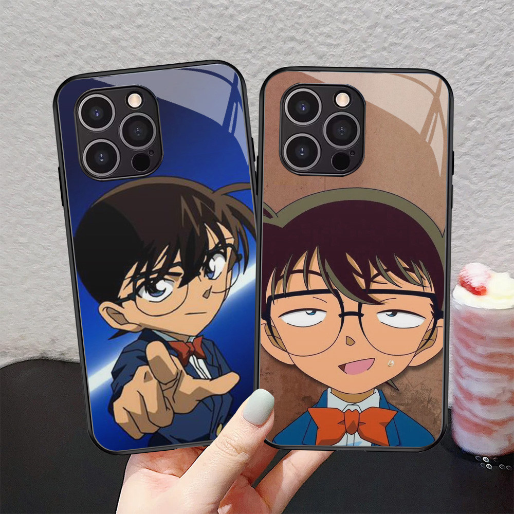 Kaca Mewah Casing untuk iPhone XS 12 Mini X XR 11 Pro Max Case T-44 Detective Conan