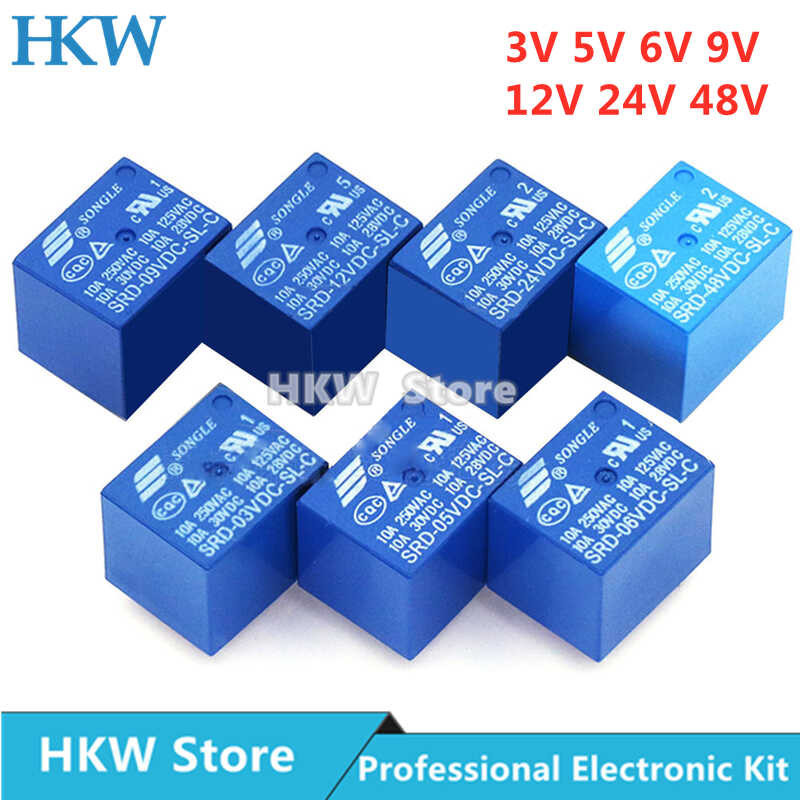 10pcs Relay SRD-03VDC-SL-C SRD-05VDC-SL-C SRD-24VDC-SL-C SRD-12VDC-SL-C 3V 5V 6V 9V 12V 24V 48V