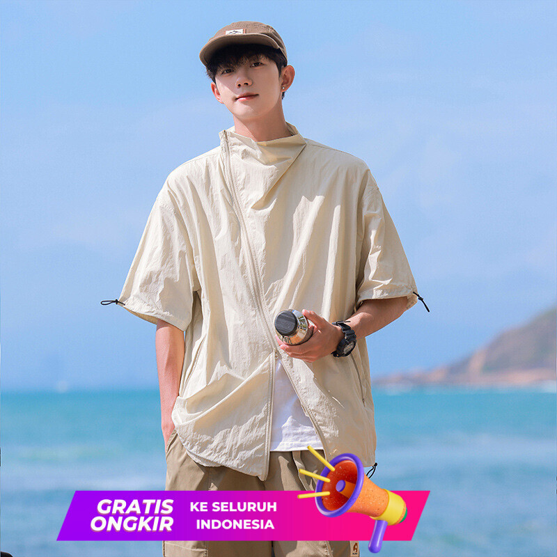 Jaket Pria  Jaket luar gunung, lengan pendek, perasaan desain musim panas laki-laki, jaket baju zipp