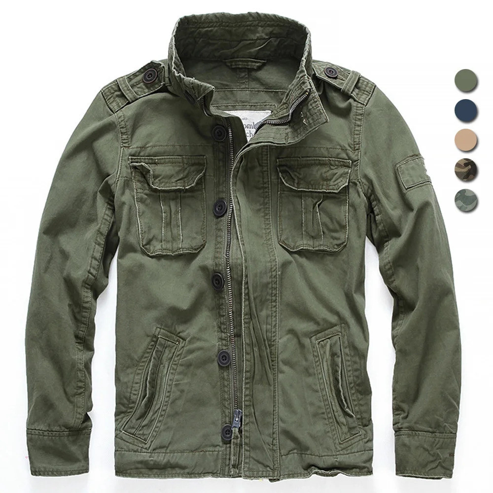 laki-laki M65 Denim Retro kargo luar banyak jaket Camo Tops Field Casual Fashion Hiking Coats Unifor