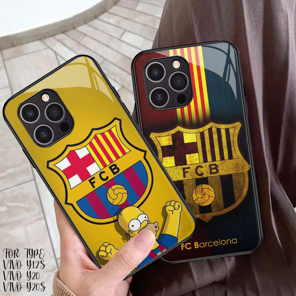 Kaca Mewah Casing untuk iPhone XS 12 Mini X XR 11 Pro Max Case J-22 FC Barcelona