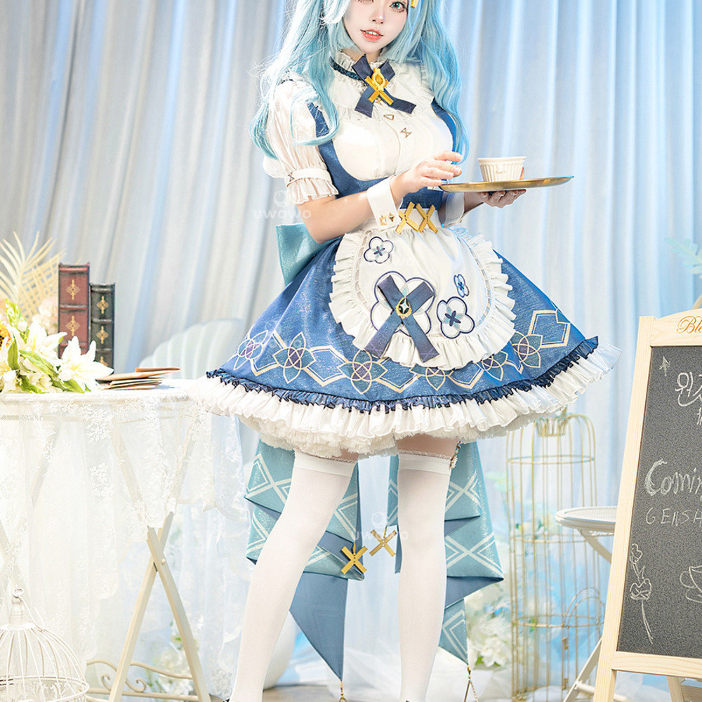 Uwowo Youwowo Genshin Impact cosplay Elushan Cafe Maid cos Costume Female Legal Sister