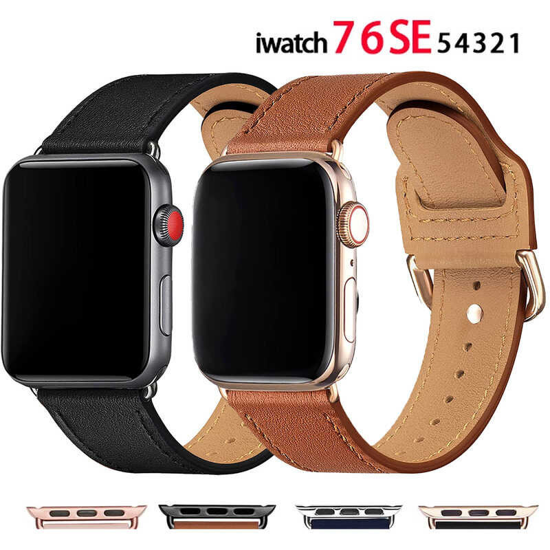 Gelung Link kulit warna Untuk band jam apel 44mm 40mm 41MM 45MM untuk iWatch seri 8 7 6 SE 5 4