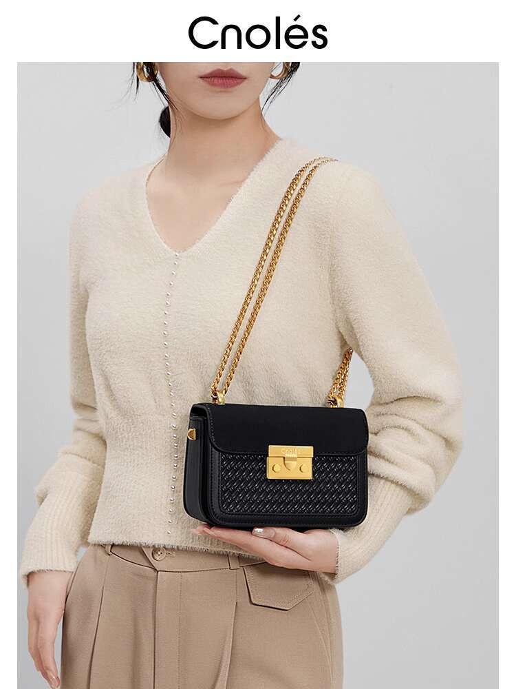 Cnoles musim gugur Cross Body tas rantai kotak kulit tinggi perasaan kantong tangan wanita