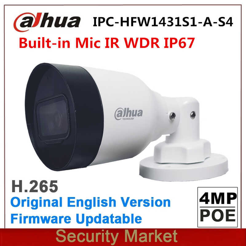 Dahua asli IPC-HFW1431S1-A-S4 Ganti IPC-HFW1431S 4MP IP POE Bullet Surveillance Camera IR IP67