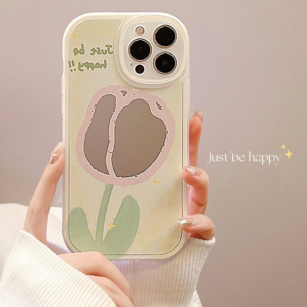Premium Casing Hp  Creative Mirror Flower 13 Max Apple 12 Phone Case iPhone 15 Makeup 14 Pro Set 8p 