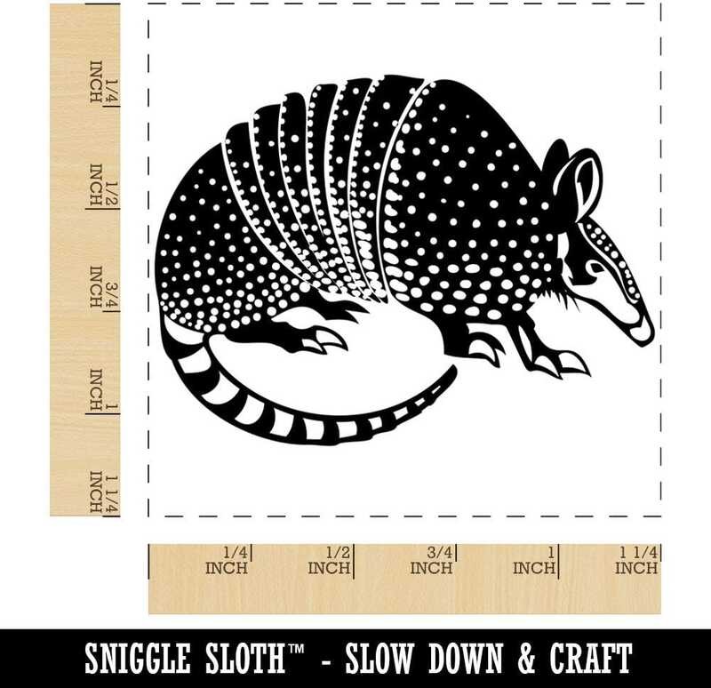 

Armadillo Armored A.B.C.D.E. Animal Square Rubber Stamp for Stamping Crafting - 1.25in Small in