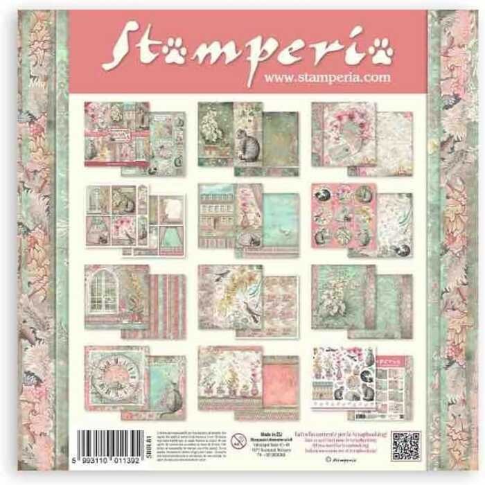 

Stamperia XL A.B.C.D.E. Paper Mat 12X12 10PK Orchid/Cat, 30.5 x 30.5, Various ,