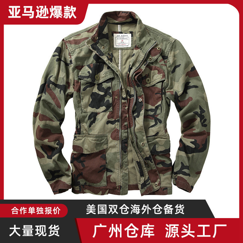 2023 militer baru pakaian kerja M65 berdiri kaki gunung jaket kamuflasi laki-laki