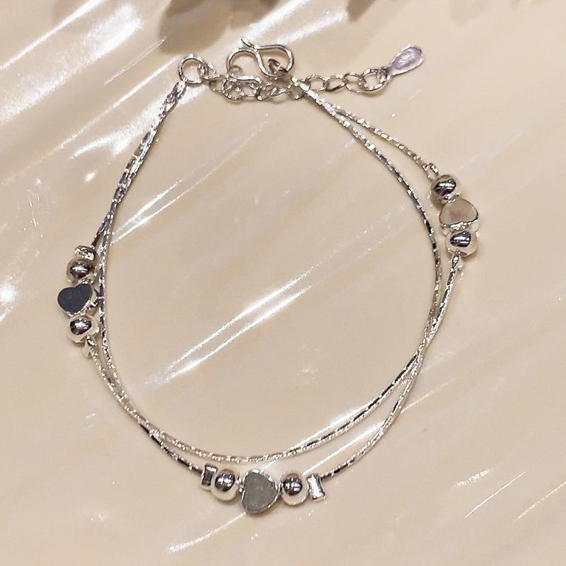 ♞S925 Gelang Perak Anak Perempuan Lapisan Ganda Gelang Cinta Ceruk Mewah Ringan Gelang Rantai Tulan