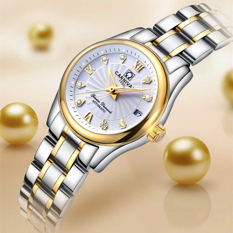 Carnival Swiss Sapphire Jam tangan mekanik wanita Brand Automatic Watch for women montre reloj