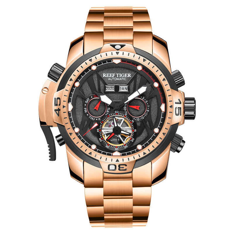 Men Tiger Reef Automatic Watch Mechanical Wrist watch Luminous Sapphire Steel Strap RGA3532 Wat