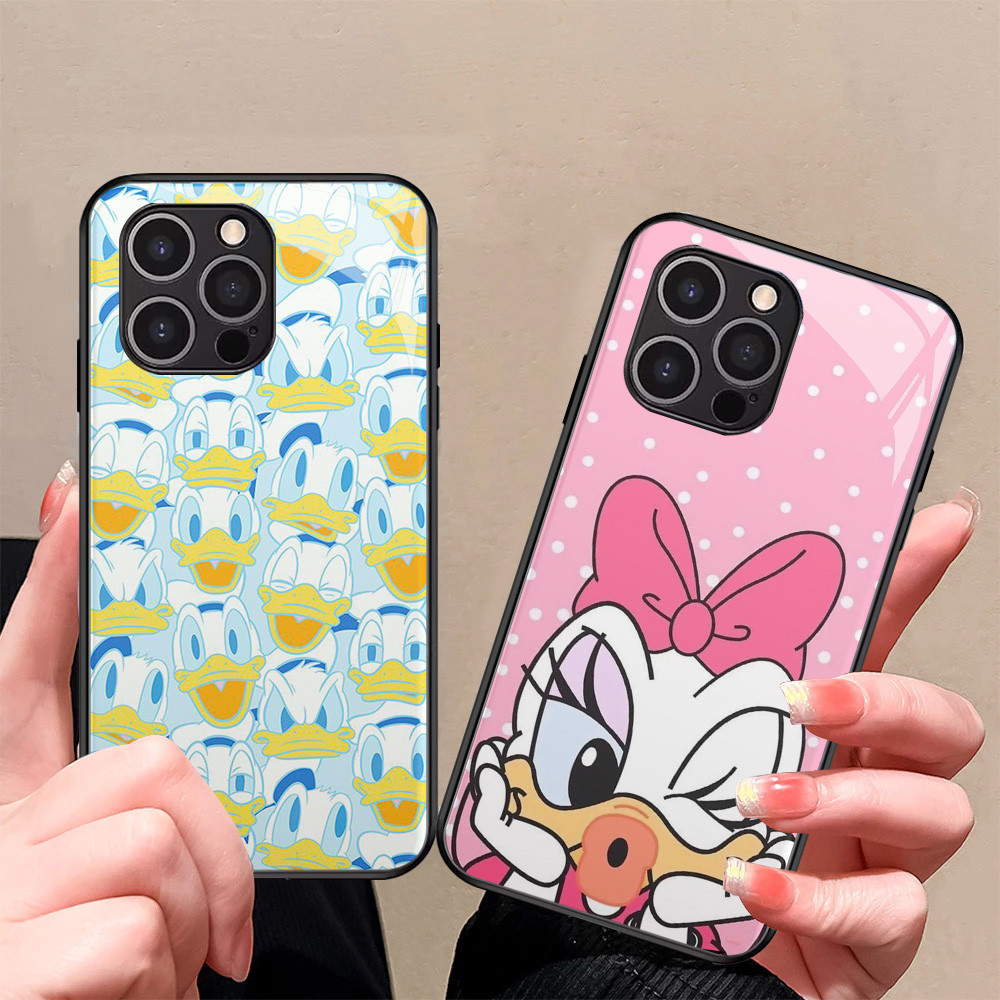 Kaca Mewah Casing untuk iPhone XS 12 Mini X XR 11 Pro Max Case T-5 Donald Duck