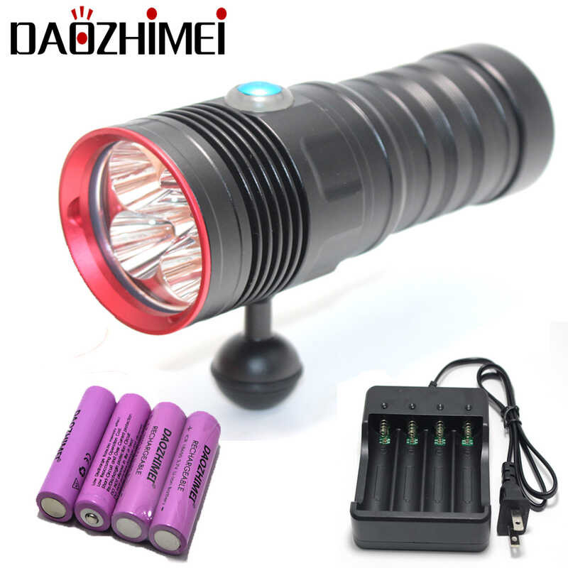 Professional Powerful Waterproof Super bright led Scuba Lamp 6000LM 5*XM-L2 Diving Flashlight D