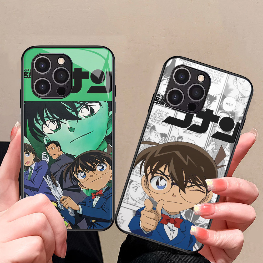 Kaca Mewah Casing untuk iPhone XS 12 Mini X XR 11 Pro Max Case T-20 Detective Conan