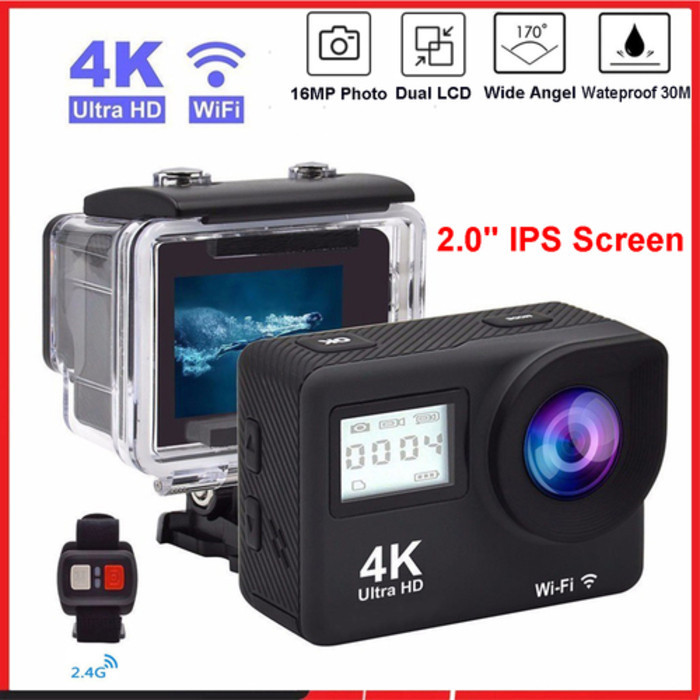 4K Ultra HD Action LCD 2" IPS Wi-F 16MP 30M Go Waterproof Pro Sport DV Helmet Video Camera Dengan Re