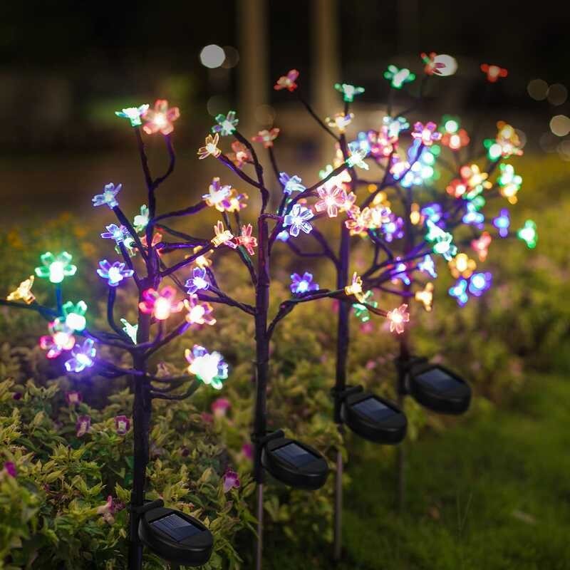 Bunga di luar Taman LED Peri RGB Cahaya Matahari Lanjutan Lampu Dekorasi untuk Landscape Backya
