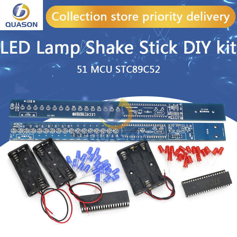 shake LED lamp stick DIY kit 51 MCU STC89C52 teknologi elektronik penywelding latihan pengatura
