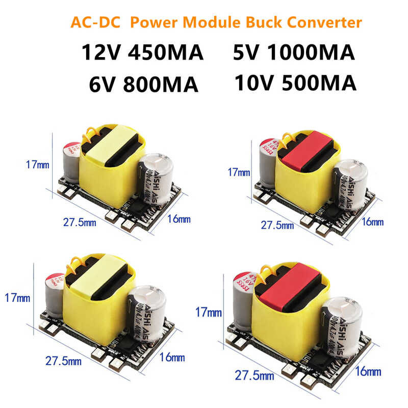 1000mA AC-DC 12V 450mA 10V 500mA 5W Precision Buck Converter AC 220V ke 5V DC turun modul pasok