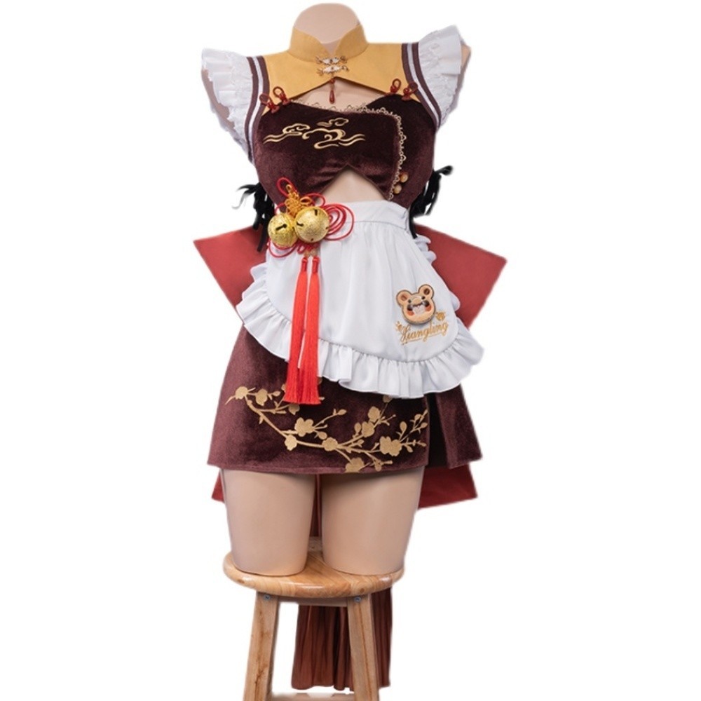 Uwowo Youwowo Genshin Impact cosplay Xiangling maid cos Fu Guofeng cute little panda short
