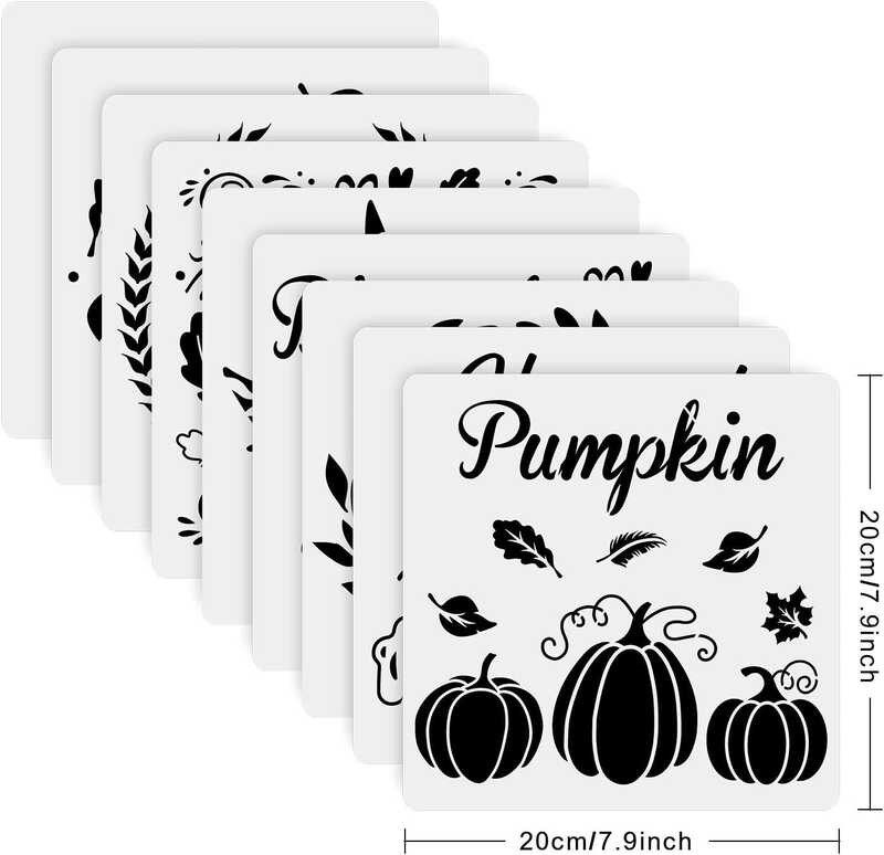 

Whae 9 A.B.C.D.E. Autumn Painting Templates x 7.9-inch Pumpkin Template Reusable Maple Leaf Tru